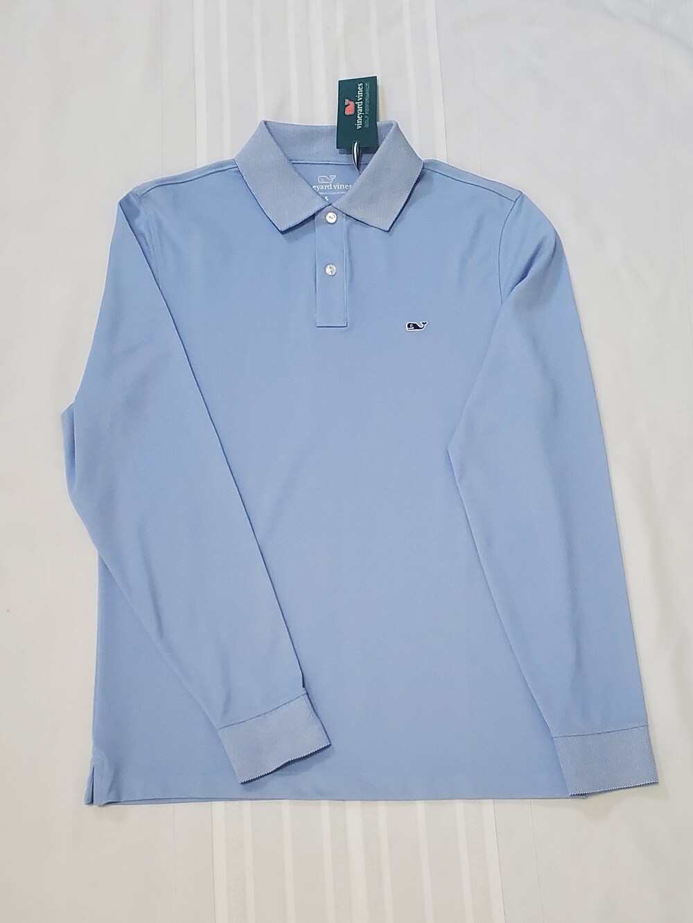 NWT Vineyard Vines Men’s Golf Performance Long-Sleeve Polo Shirt In Breaker Blue
